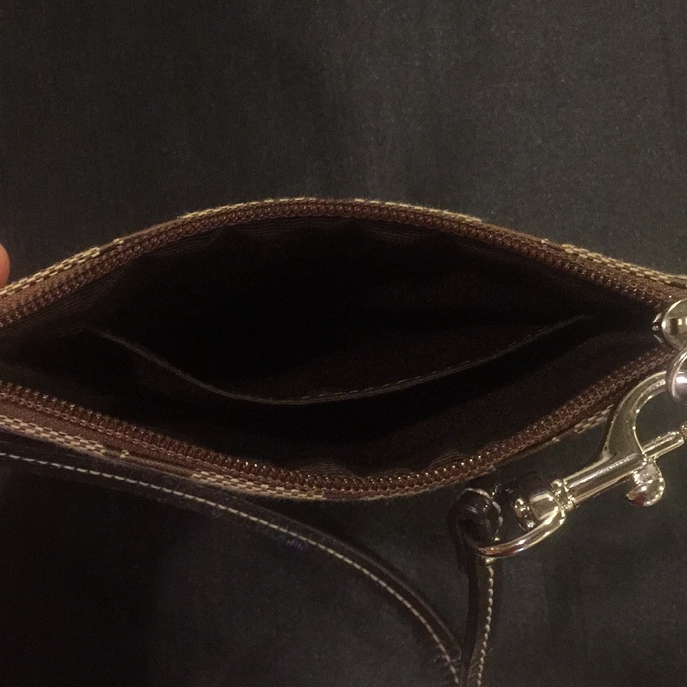 Coach signature stripe small wristlet khaki brown - Picture 2 of 8